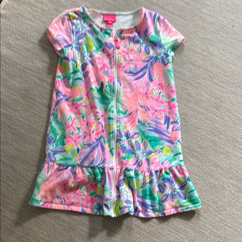 Lilly Pulitzer Pink and Green Floral Swim Coverup